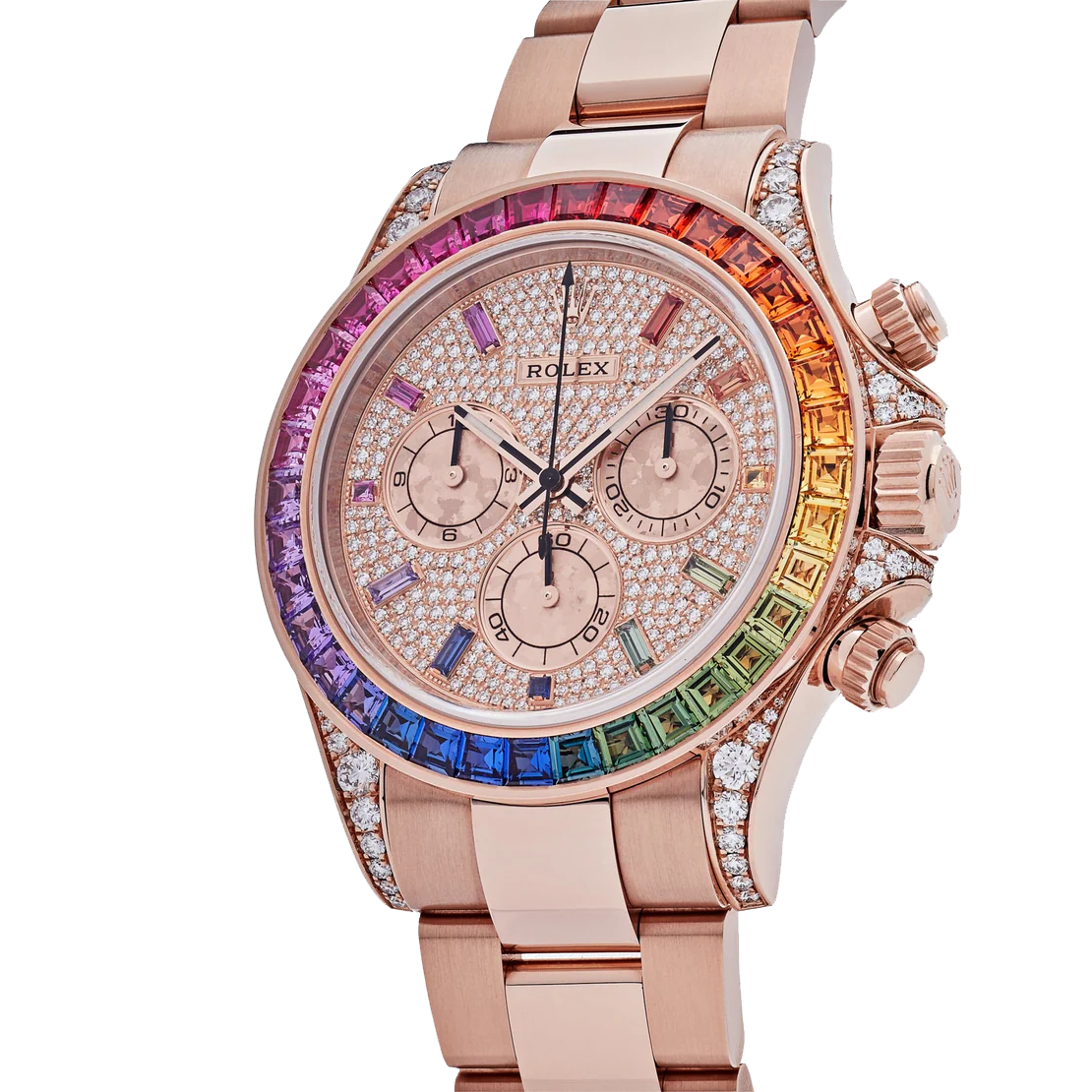 Daytona 116595RBOW Rainbow Rose Gold Pave Diamond Dial Sapphire Bezel