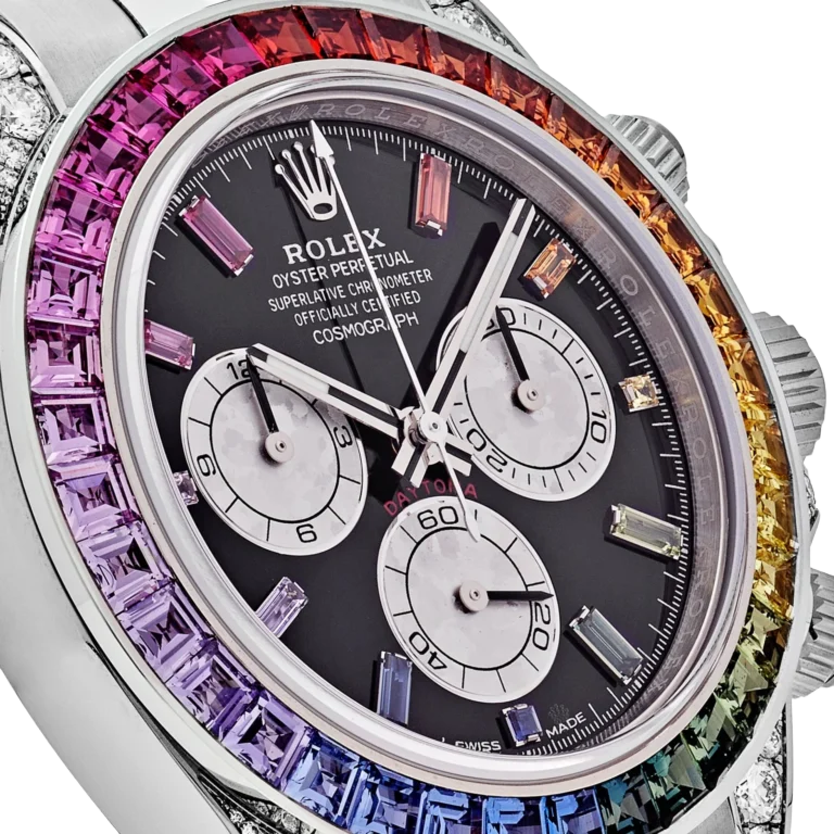 Daytona 40mm 116599RBOW Rainbow White Gold Black Dial