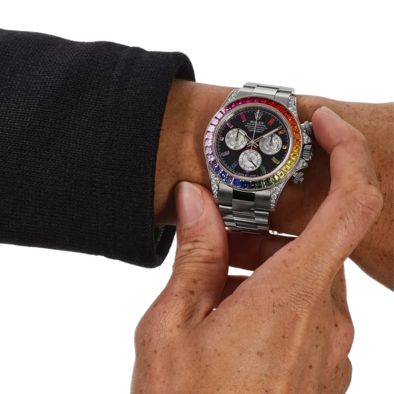 Daytona 40mm 116599RBOW Rainbow White Gold Black Dial