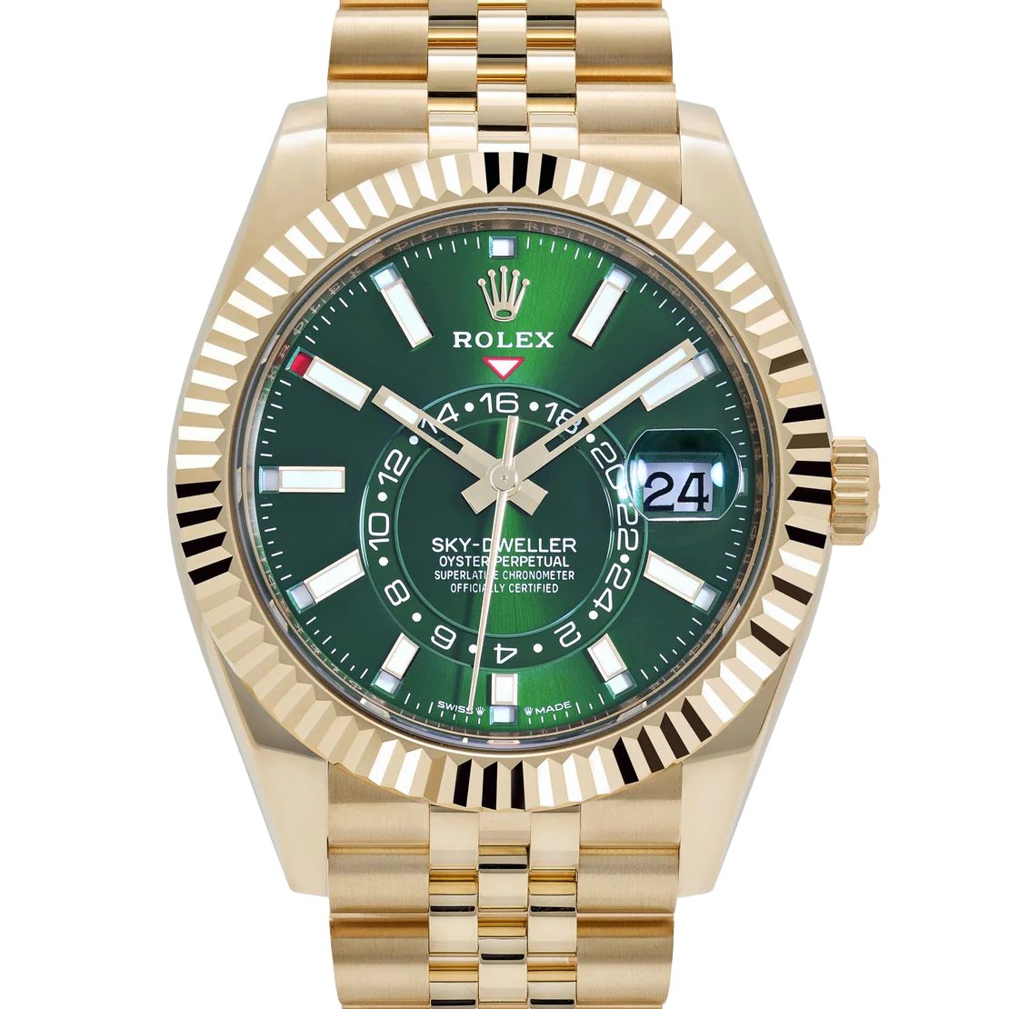 Sky-Dweller 42mm Yellow Gold Bright Green Dial Jubilee 336938 (2025)
