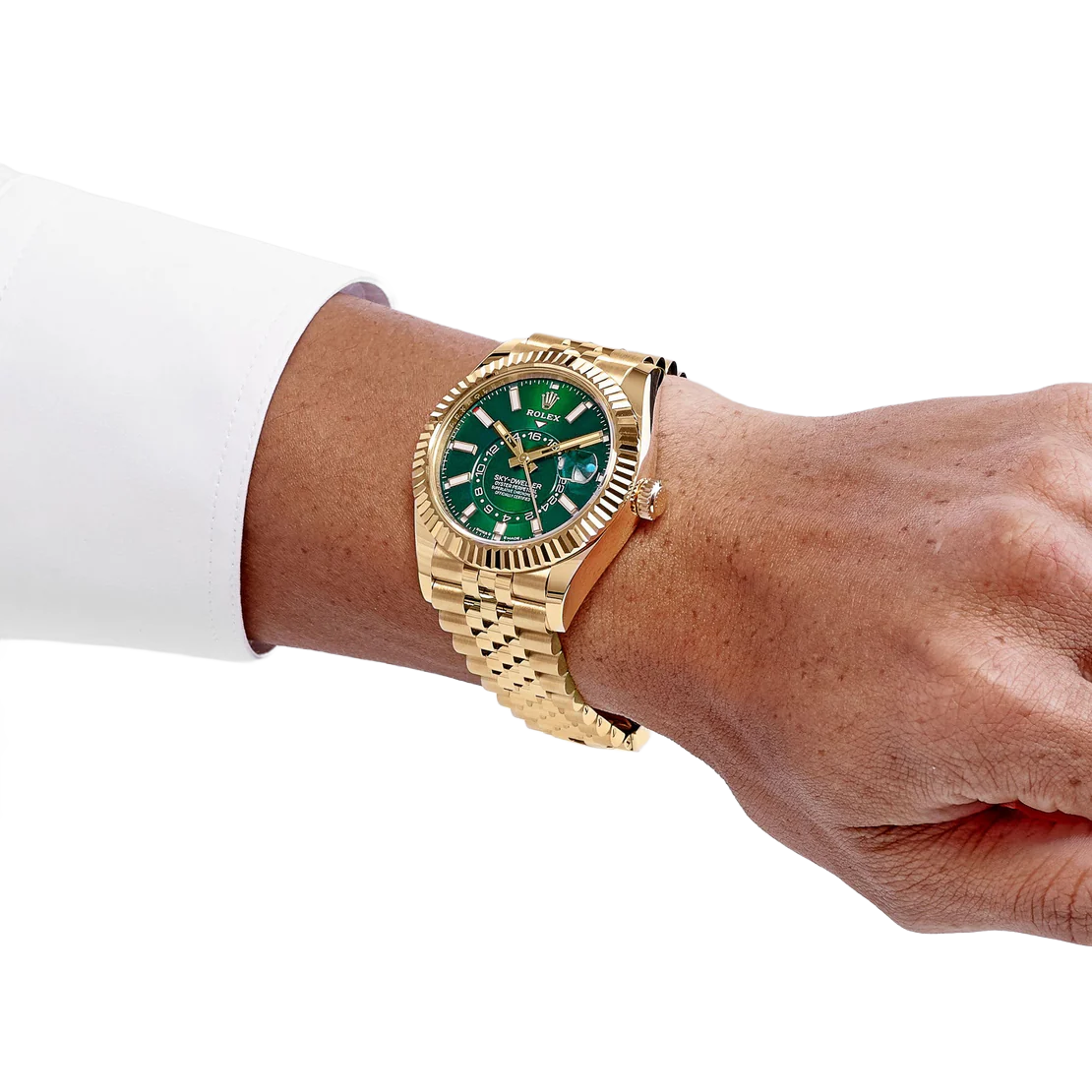 Sky-Dweller 42mm Yellow Gold Bright Green Dial Jubilee 336938 (2025)