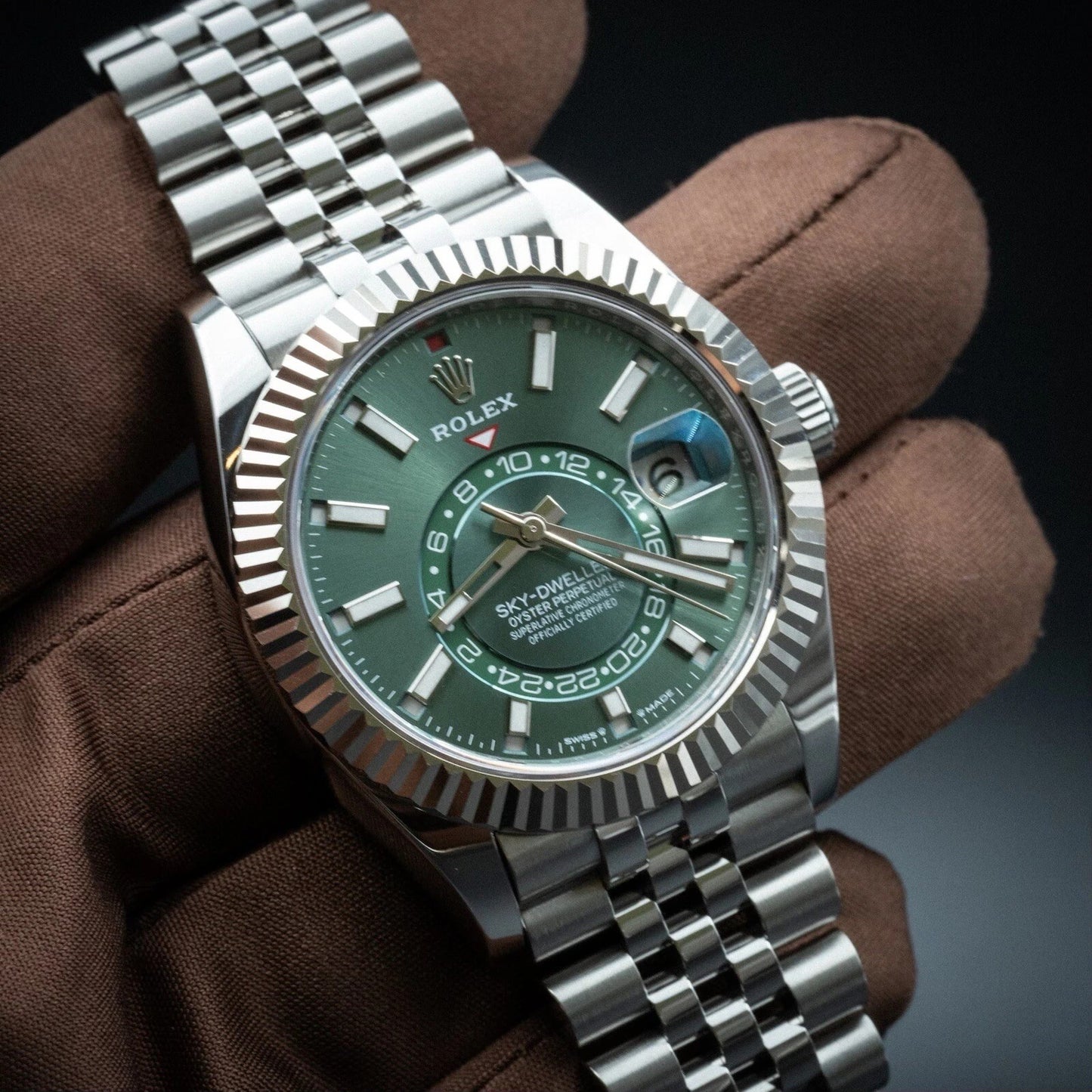 Sky-Dweller Stainless Steel Green Dial Jubilee 336934-0002 New