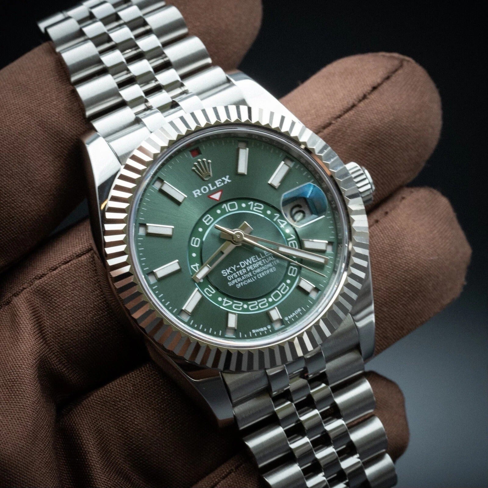 Sky-Dweller Stainless Steel Green Dial Jubilee 336934-0002 New
