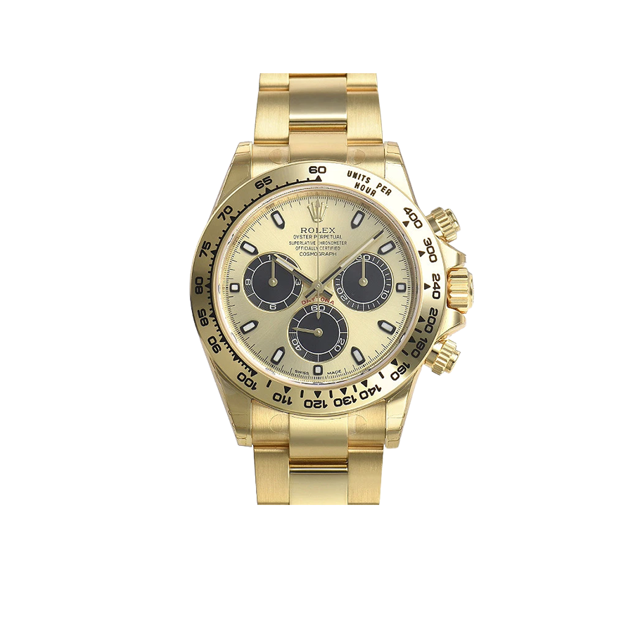 Daytona 40mm Yellow Gold Champagne Black Dial 116508