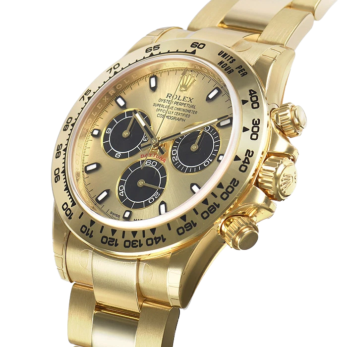 Daytona 40mm Yellow Gold Champagne Black Dial 116508