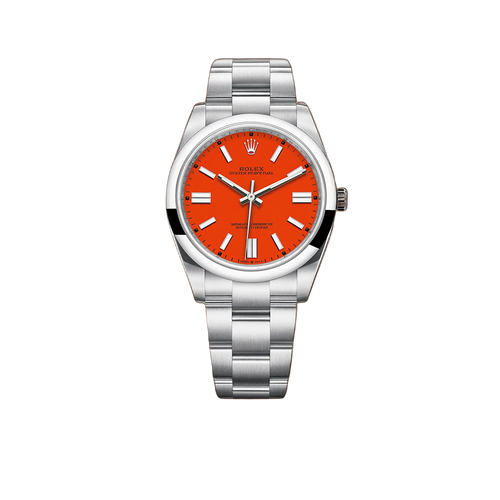 Oyster Perpetual 41mm Stainless Steel Coral Red Dial 124300 - 0007