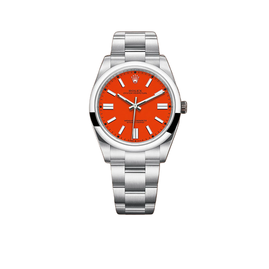 Oyster Perpetual 41mm Stainless Steel Coral Red Dial 124300 - 0007