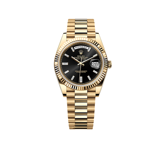 President Day-Date 40mm Black Dial Yellow Gold Diamond Mens Watch 228238